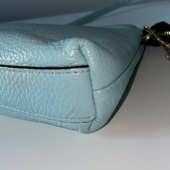 A. Bellucci Italian Leather Crossbody Baby blue and Gold Tone Hardware Small - Picture 4 of 9
